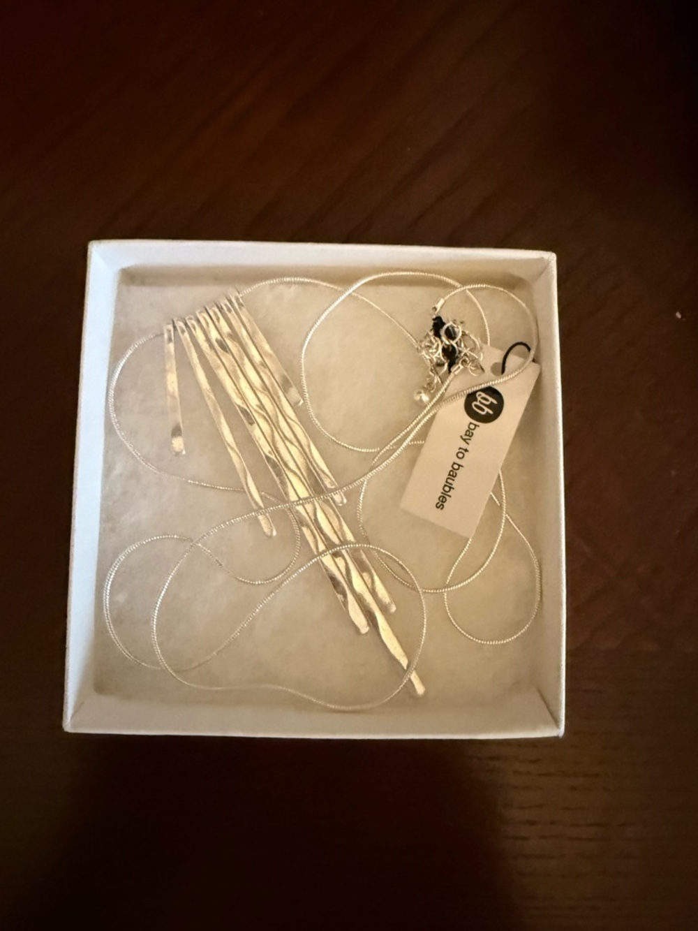 Sterling Silver Long Bar Pendant Necklace - Silver